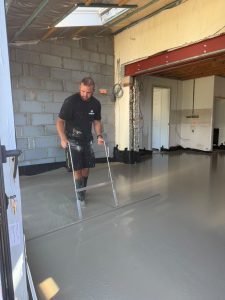 Liquid floor screeding over underfloor heating in Nailsea