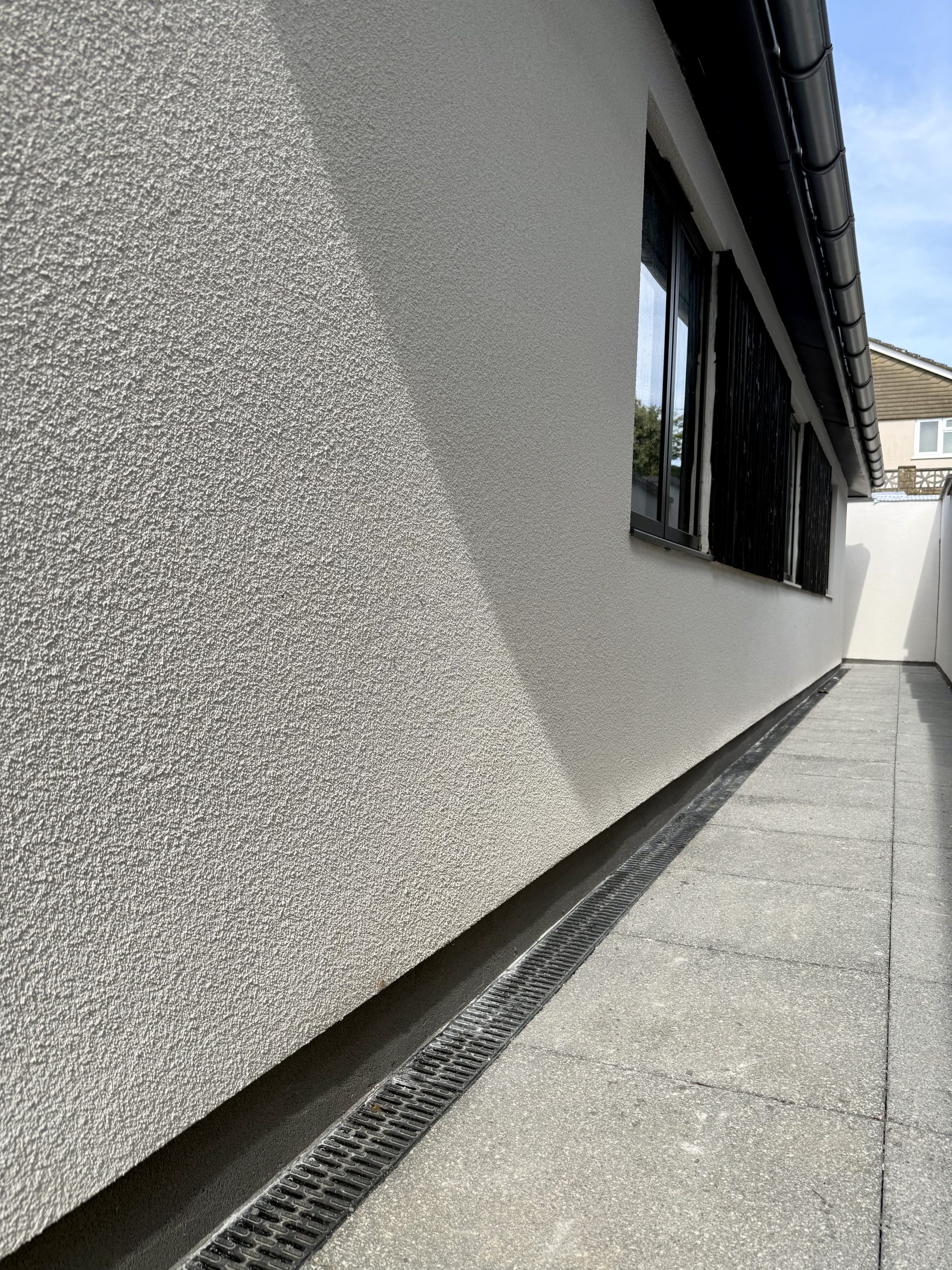 Close-up of Chalk White silicone render texture, Portishead