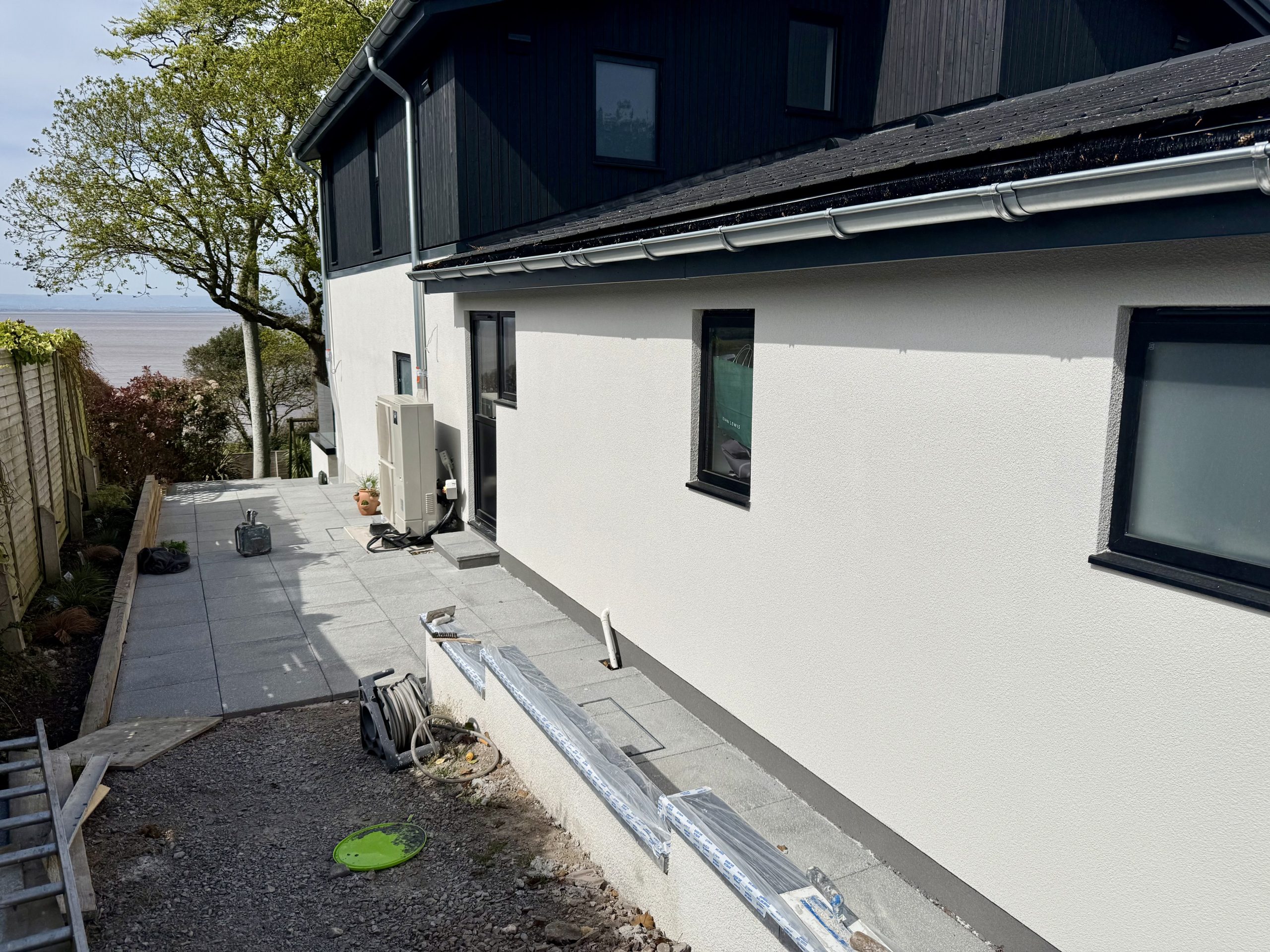 Chalk White silicone coloured render, full house elevation, Portishead