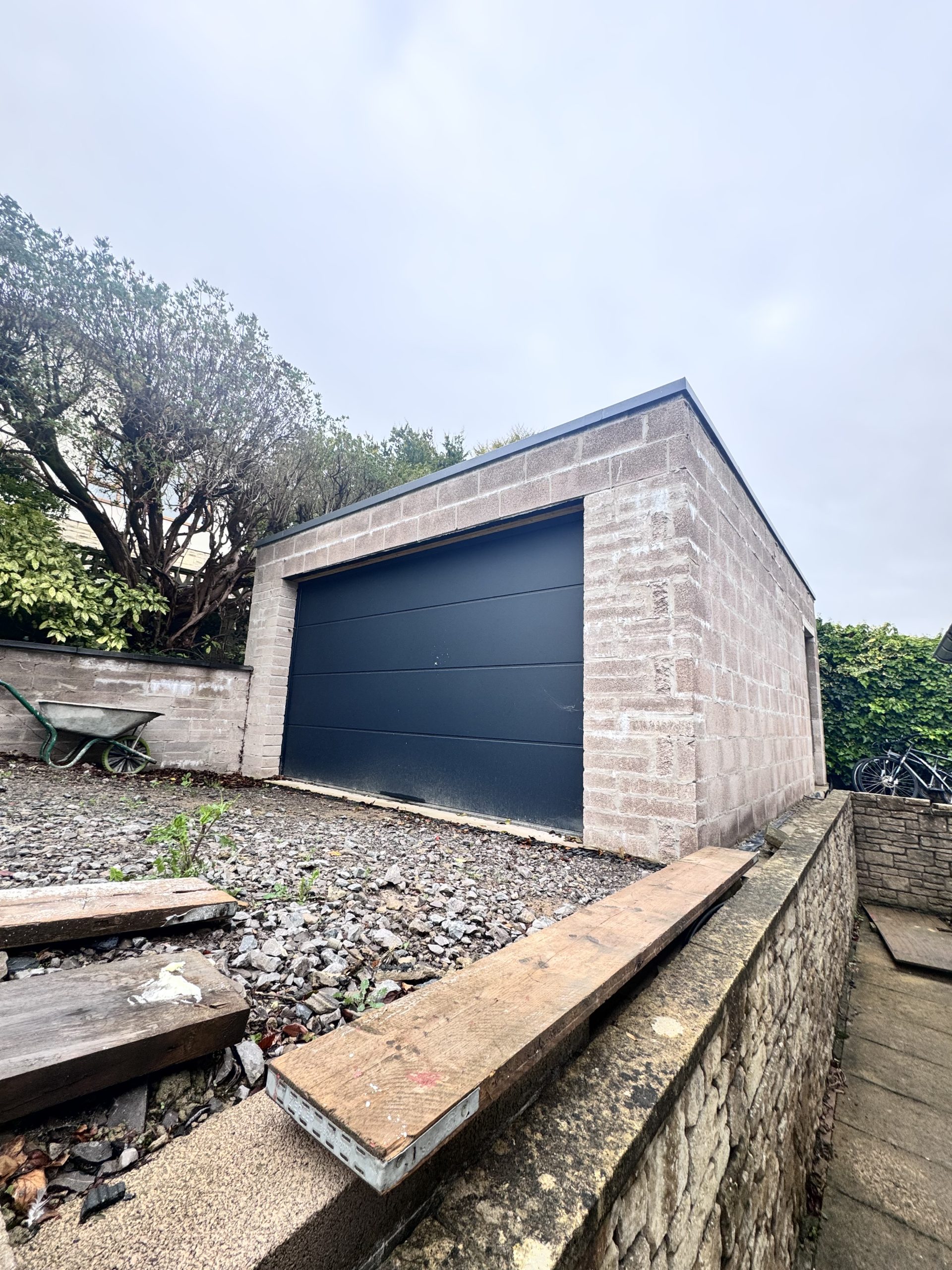 Garage before rendering, Portishead - blockwork ready for silicone render